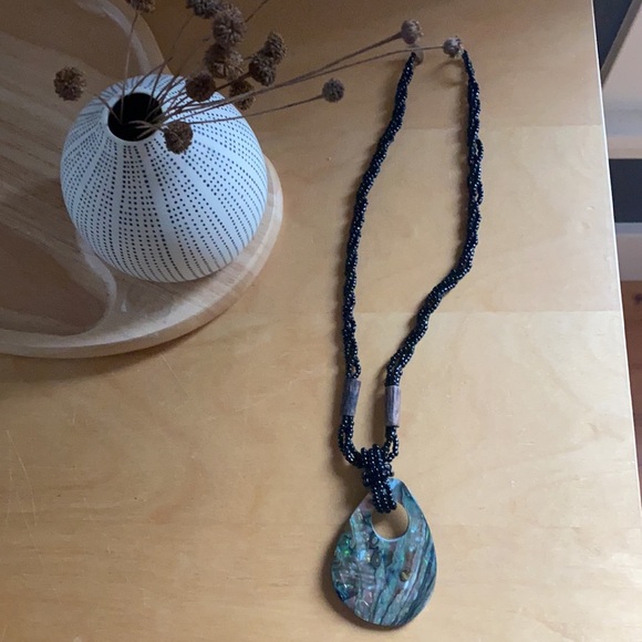 Shell Black Beaded Necklace from Indonesia - Picture 6 of 11